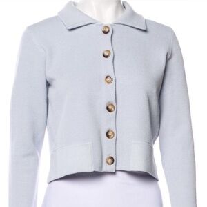 Designer Women's Light Blue Button-Up Sweater/Cardigan SMALL